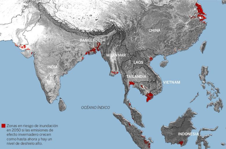 300 millones de personas, amenazadas por la subida del nivel del mar en 2050
