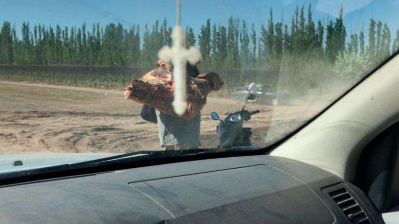 Saquearon la carne que transportaba un camión que volcó en la ruta