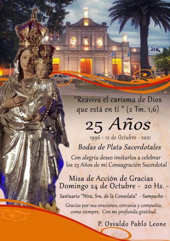 El Padre Leone celebra sus bodas de plata como sacerdote