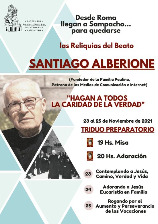 Llegan a Sampacho las reliquias del Padre Alberione