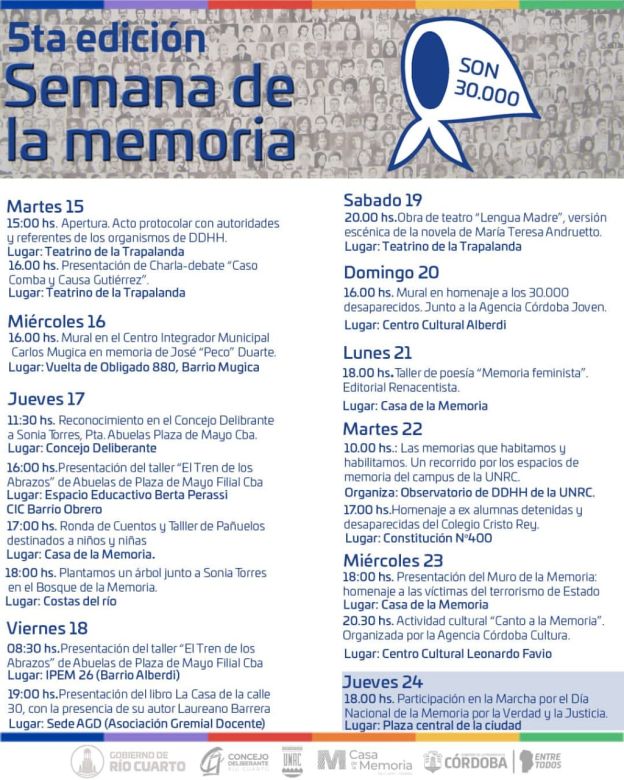 Llamosas encabezó el acto de apertura de la 5° edición de la Semana de la Memoria