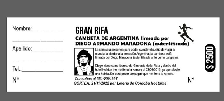 Un cordobés remata la camiseta firmada por Diego Maradona para ir al mundial de Qatar