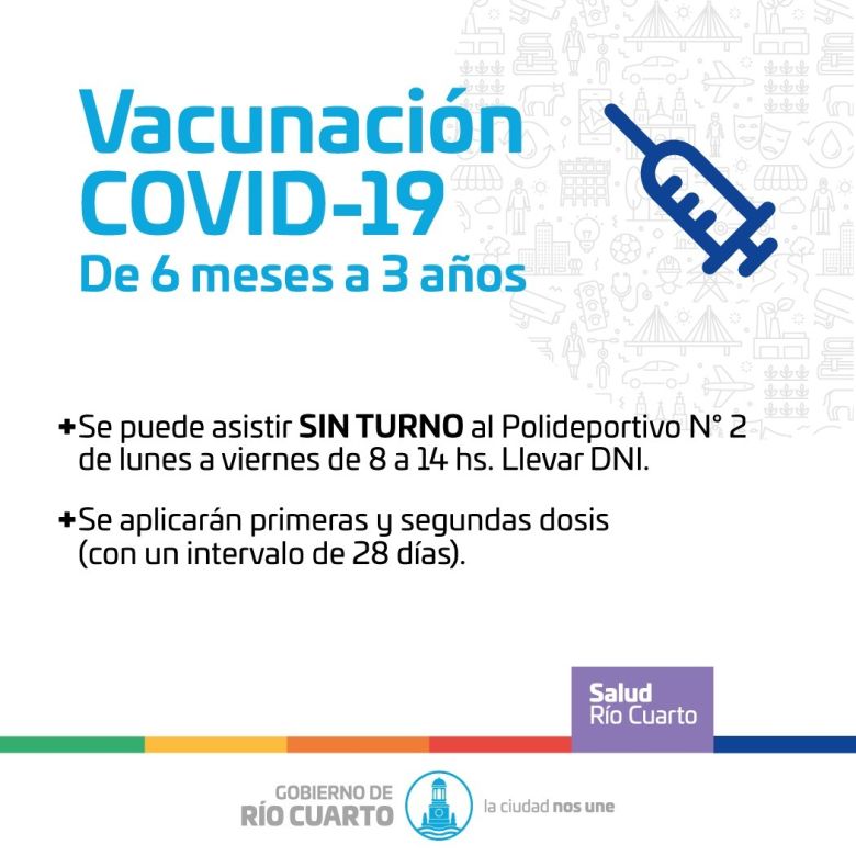 Vacunación sin turno para niños de entre 6 meses y 3 años