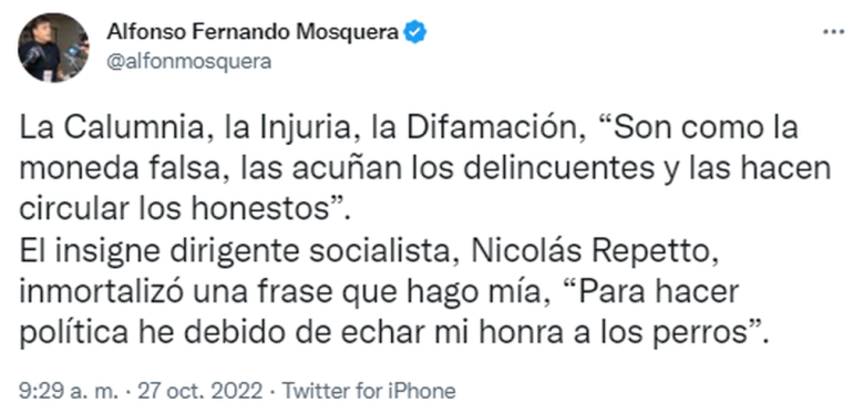 Caso Blas Correas: durísima respuesta de Mosquera a la declaración de Cumplido