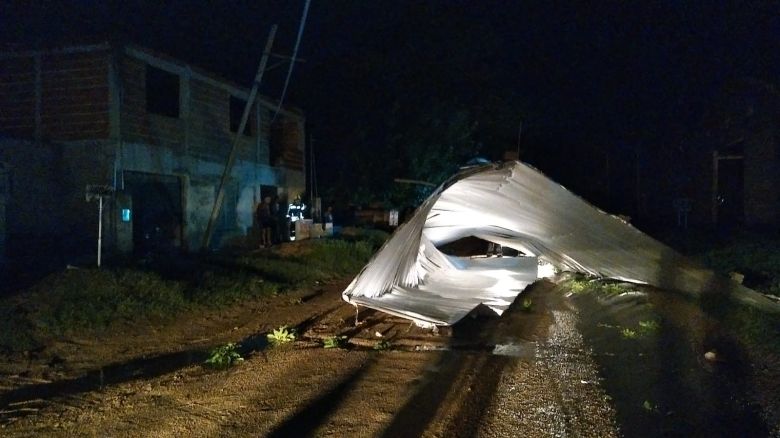 La fuerte tormenta provocó voladuras de techos y caída de árboles 