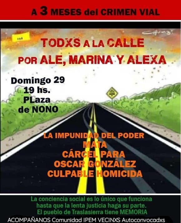 Tres meses de la tragedia de Altas Cumbres: este domingo marcha en Nono por Ale, Marina y Alexa