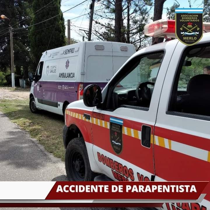 Una parapentista se accidentó en Merlo, San Luis