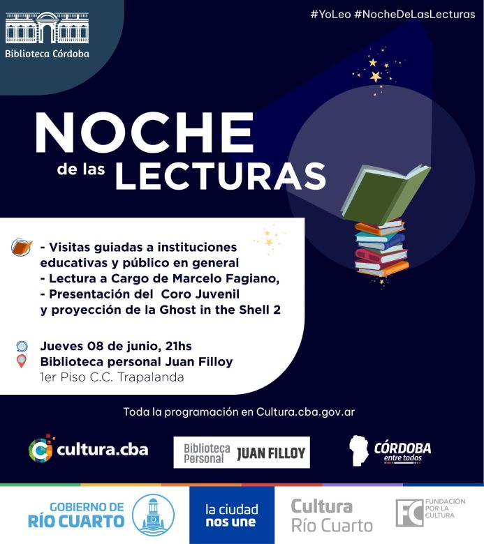 Río Cuarto se suma a la Noche de la Lectura 