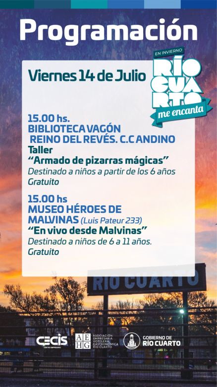 Continúan las actividades del programa "En invierno, Río Cuarto Me Encanta "