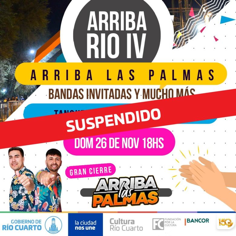 Se suspende la inauguración del CGM Alberdi y el festival "Arriba Río Cuarto"