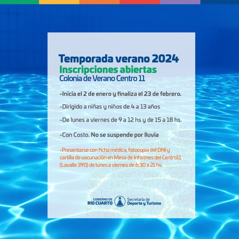 Apertura de inscripciones para la Colonia de Verano del Centro 11