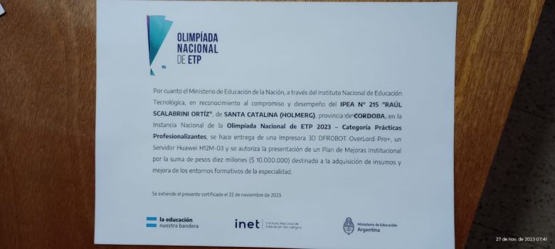 Holmberg fue distinguida a nivel nacional por su “formación para el ambiente de trabajo”