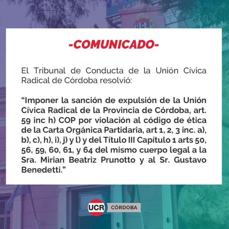 Expulsaron a Prunotto de la UCR: "Esto es la casta y se tiene que terminar"