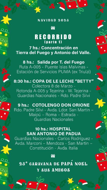 Radio Río Cuarto acompaña el recorrido de Papá Noel por toda la ciudad