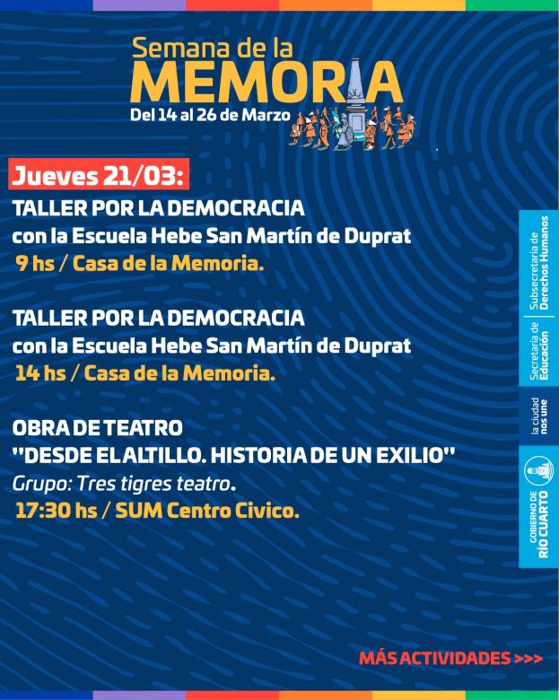 Semana de la Memoria: anticipan una amplia grilla de actividades