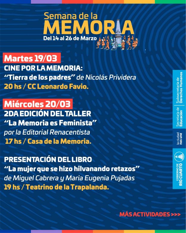 Semana de la Memoria: anticipan una amplia grilla de actividades