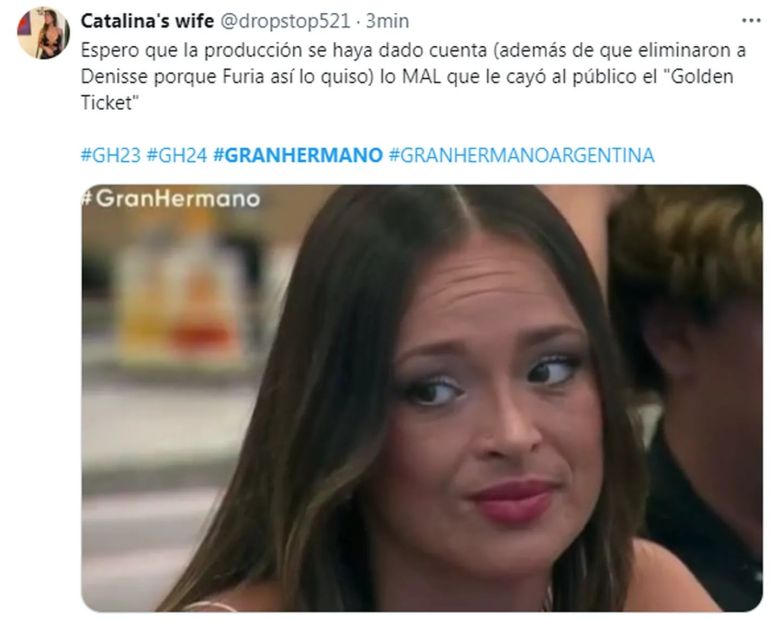 Denisse volvió a ser eliminada de “Gran Hermano” y estallaron los memes