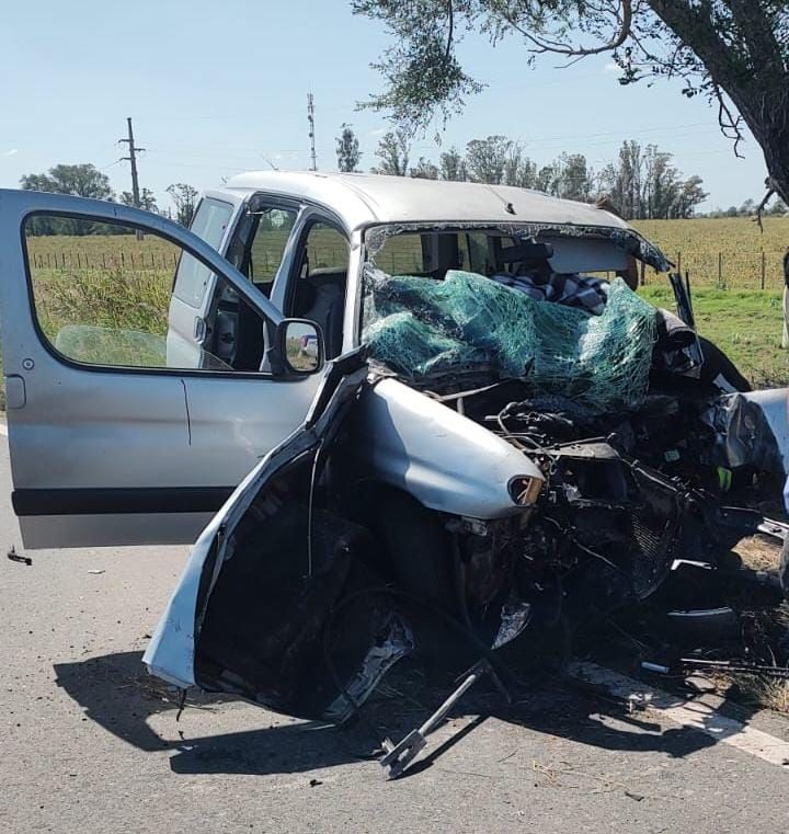 Un vehículo chocó con una rueda, despistó hacia la banquina e impactó contra un árbol