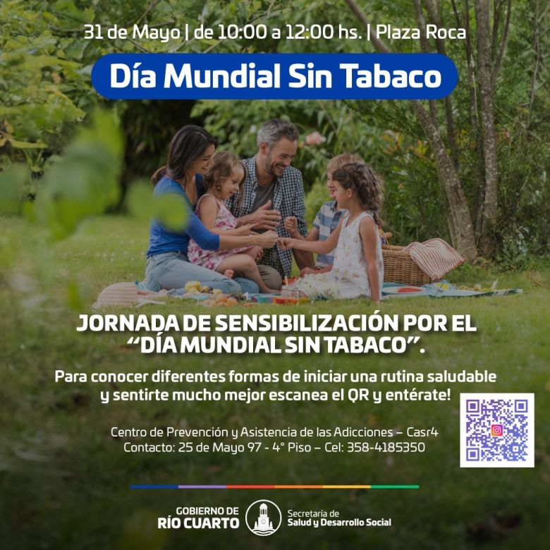 Día Mundial Libre de Humo: organizan actividades en Plaza Roca