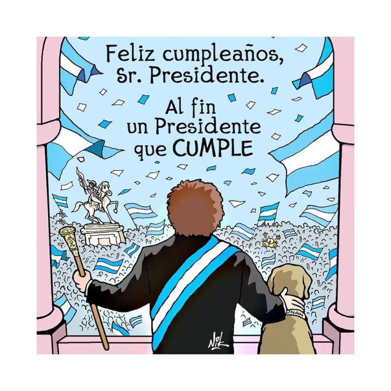 Cumpleaños de Javier Milei: el presidente saludó desde el balcón de la Casa Rosada y se emocionó con el recibimiento de los Granaderos